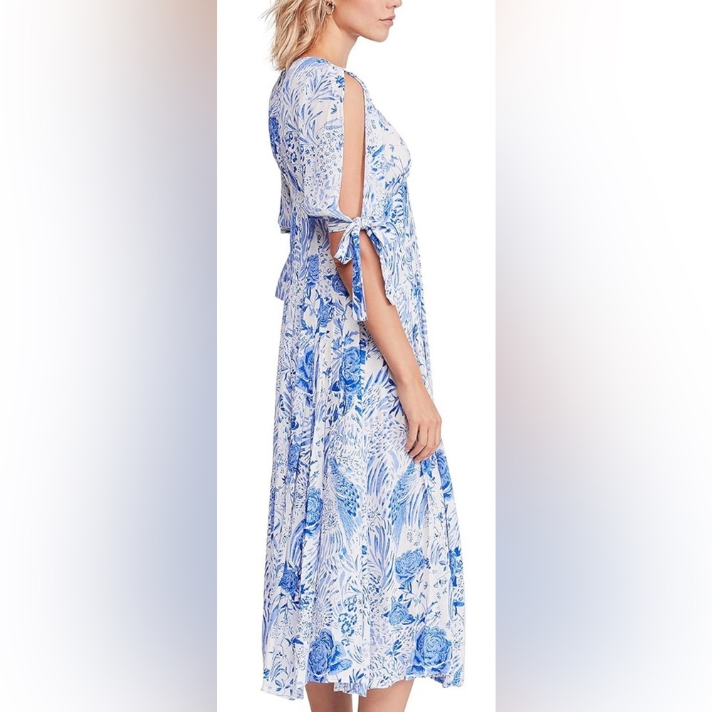 Free People “Forever Always” Floral Midi Dress Blue & White Size 0 - Picture 5 of 16